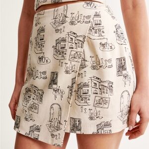 Abercrombie & Fitch Scarlett Linen-Blend Wrap Mini Skort XL